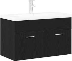 vidaXL Dulap de Baie Stejar Negru 80 x 38,5 x 46 cm Lemn compozit