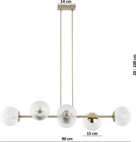 Brilagi - Lustru suspendat pe cablu STELLA 6xE27/60W/230V bej/auriu