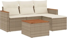 vidaXL Set canapele de grădină cu perne, 5 piese, bej, poliratan