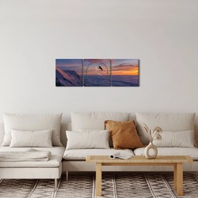 Tablou în apus de soare, Mont Blanc (cu ceas) (90x30 cm)