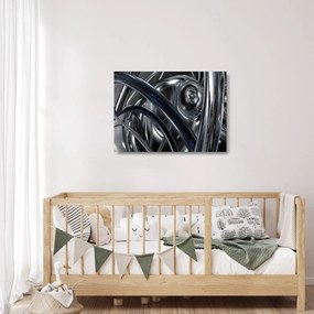 Tablou pe sticlă cu abstracție gri cu albastru (70x50 cm)