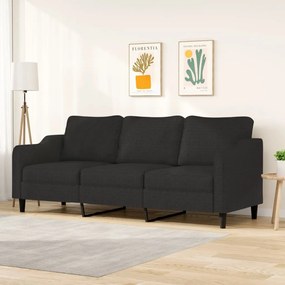 348965 vidaXL Canapea cu 3 locuri, negru, 210 cm, material textil