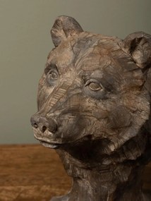 Decorațiune cap de urs brun din rășină, H22,5 cm