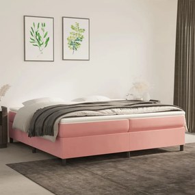 3144704 vidaXL Pat box spring cu saltea, roz, 200x200 cm, catifea