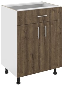 Corp Baza Karo, 1 Sertar, 2 Usi, Stejar Bronz/Alb, 60 x 50 x 80 cm