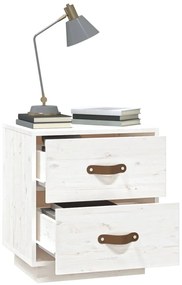 Noptiera, alb, 40x34x45 cm, lemn masiv de pin 1, Alb