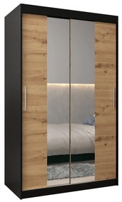 Dulap de haine 120 cm Toki 1 (negru mat + stejar artisan). 1064893