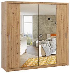 Dulap de haine cu uși culisante Klary SZ220 KE11 (Stejar artisan) (cu oglindă). Promo -17%. 1105738