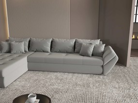 Colțar extensibil dumonde cu ladă de depozitare si sezut confortabil din spuma high-density, Loana XL Royal Gri 335x185 cm