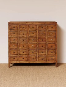 Comoda natur, din lemn de mahon, cu 30 de sertare, aspect vintage, Mercerie