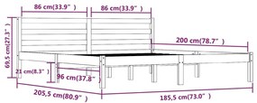 Cadru de pat Super King 6FT, negru, 180x200 cm, lemn masiv pin Negru, 180 x 200 cm