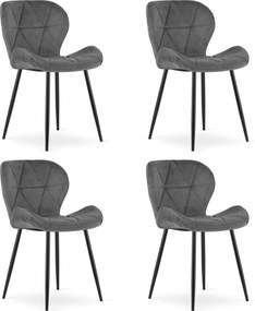 Set 4 Scaune Bucatarie/Dining Miller Catifea Gri