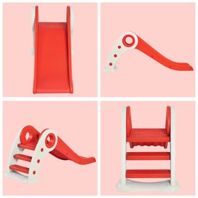 HOMCOM Tobogan Copii Pliabil 3 până la 6 Ani Utilizare interior exterior dim. 120L x 50l x 56Î cm HDPE Rouge | Aosom Romania