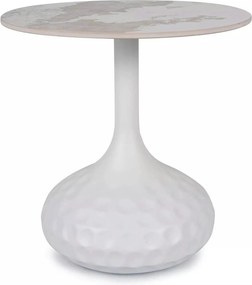 Masuta cafea SALO B, alb cu efect de marmura, ceramica/metal, 50x49 cm