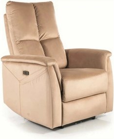 Fotoliu recliner NEPTUN M, bej, stofa catifelata/metal, functie de mas