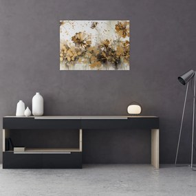 Tablou pe sticlă - pictură abstractă florală (70x50 cm)