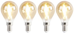 Set de 4 becuri LED E14 P45 auriu 2W 180lm 2100K