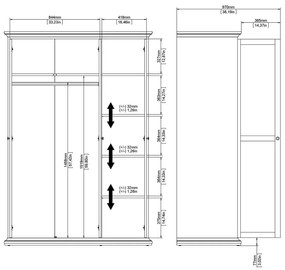 Șifonier gri 139x201 cm Paris – Tvilum