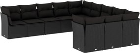 vidaXL Set canapele de grădină cu perne, 11 piese, negru, poliratan