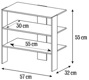 Pantofar Frosby, alb, 57x32x55 cm