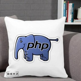 Perna Personalizata PHP Elephant, 40x40 cm, Alba Mata, Husa Detasabila, Perna Inclusa, BEKZ®