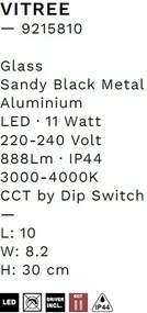 Aplica de perete LED baie IP44 VITREE negru