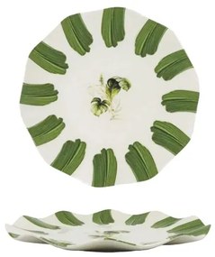 Set de veselă din porțelan, 18 piese, alb/verde