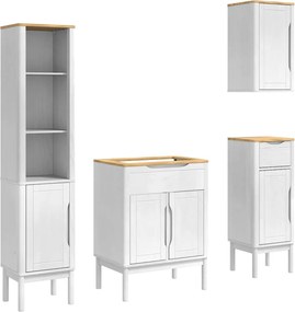 vidaXL Set de mobilier pentru baie FLORO 4 pcs Alb Lemn de pin masiv