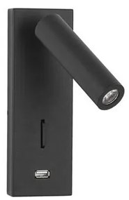 Aplica cu reader LED directionabil si USB Charger Fuse neagra NVL-9170102