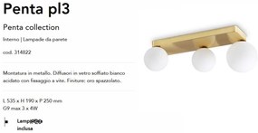 Plafoniera design modern Penta pl3 auriu/alb