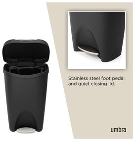 Coș de gunoi negru cu pedală din plastic 50 l Brim – Umbra