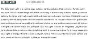 Aplica LED solara de exterior cu senzor de miscare IP44 Solar