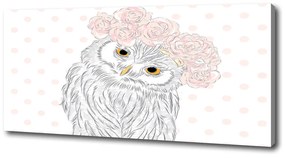 Imprimare tablou canvas Bufniță într-o coroană de flori