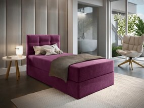 Pat tapitat boxspring GLORIEN 90x200 cm purpuriu Saltea: Saltea cu arcuri Bonell