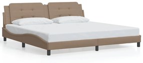 3214135 vidaXL Cadru de pat lumini LED, cappuccino, 200x200 cm piele ecologică