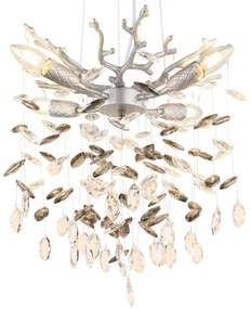 Globo 64138HS - Lustră suspendată pe cablu QUEENA, 4 x E14 / 40 W / 230 V, argintie