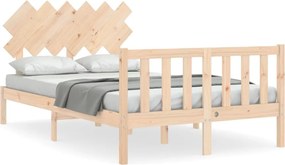 vidaXL Cadru de pat cu tăblie, dublu, lemn masiv