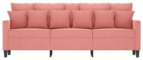 Canapea cu 3 locuri, roz, 180 cm, catifea Roz, 198 x 77 x 80 cm