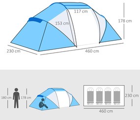 Outsunny Cort Spatios de Camping pentru 6 Persoane, Ușor de Asamblat, 460x230x195cm | Aosom Romania