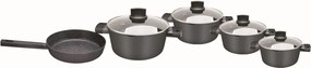 Set de oale Zilan ZLN0942 Negru, cu 9 piese, invelis din marmura si manere fine la atingere