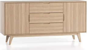 Comodă lemn masiv Brooklyn 3 Sertare, 160 × 45 × 80 cm