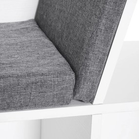 HOMCOM Bibliotecă 2 în 1 cu Perne Confortabile și 6 Compartimente, Mobilier Multifuncțional pentru Cărți și Jocuri, Raft cu 6 Cuburi pentru Sufragerie, Dormitor și Birou, 102x30x61 cm, Alb | Aosom Romania