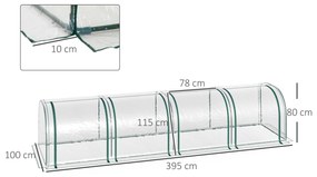 Sera tip tunel Outsunny din otel si folie PVC impermeabila si anti-UV, verde inchis/transparenta 395x100x80cm | Aosom Romania