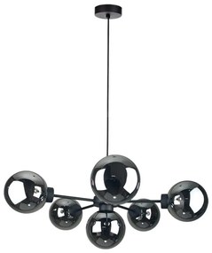 Lustră pe cablu KALIOPE II 6xE14/50W/230V negru/negru fumuriu