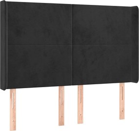 vidaXL Tăblie de pat cu aripioare, negru, 147x16x118/128 cm, catifea