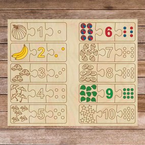 Puzzle din lemn pentru copii - Puzzle cu trei piese, 30 de piese | GOLBIT