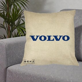 Perna Personalizata cu emblema Volvo, 40x40 cm, Crem, Husa Detasabila, Perna Inclusa, BEKZ®