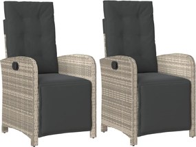 vidaXL Scaun de grădină rabarabil cu suport picioare,2 buc., poliratan