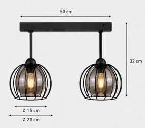 Lustră aplicată SOLO BLACK 2xE27/60W/230V