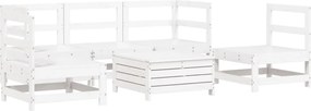 vidaXL Set canapea de grădină, 6 piese, alb, lemn masiv pin